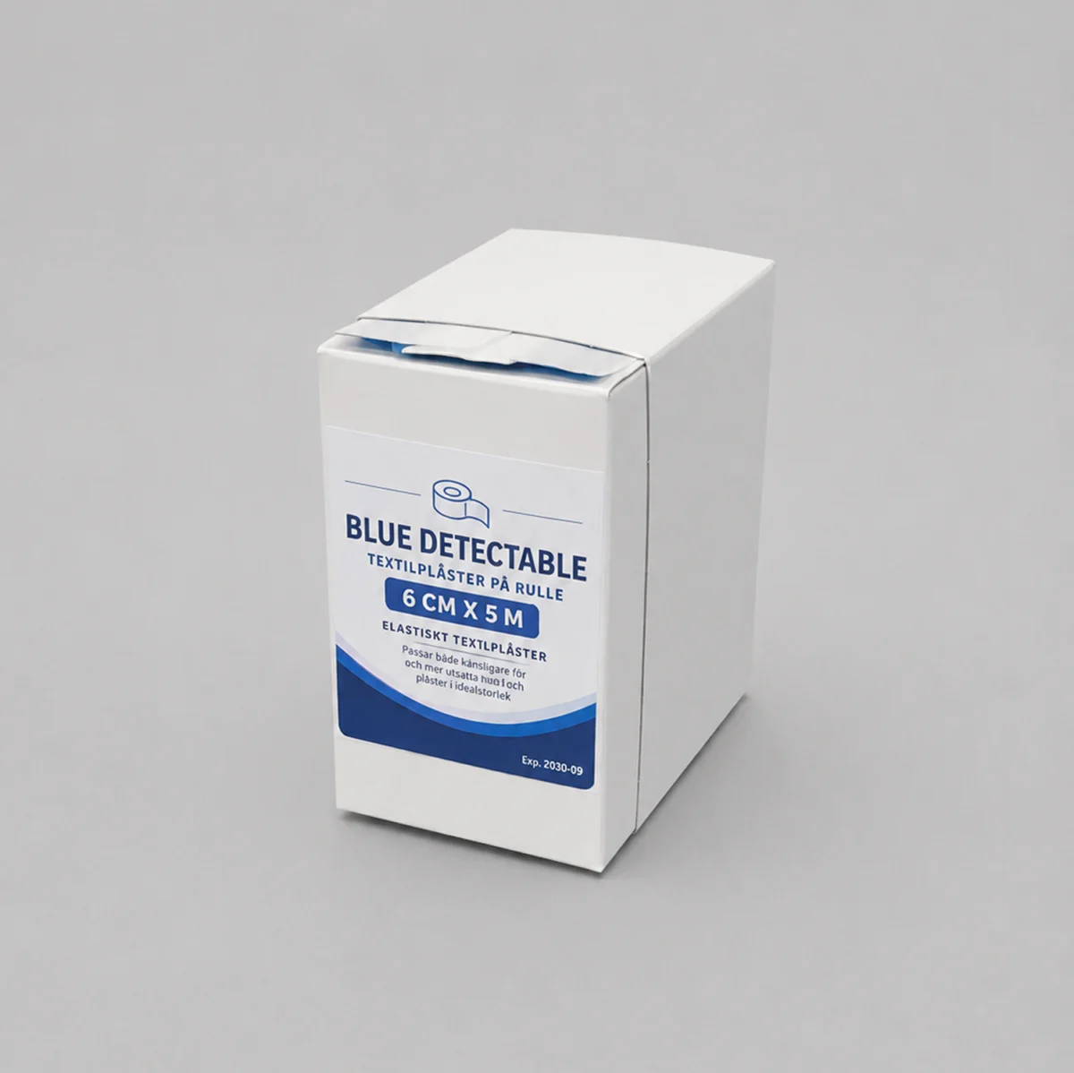 Blå Detekterbar Textilplåster rulle – 6 cm x 5 m - Bild 2
